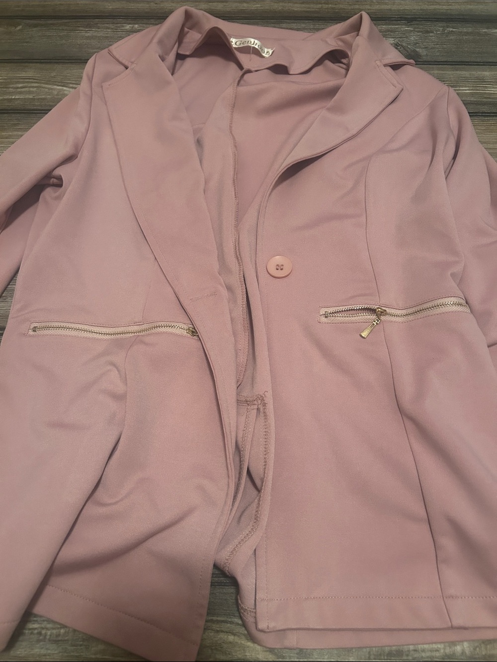 Women's Dusty Rose Blazer Jacket with Zip Pockets